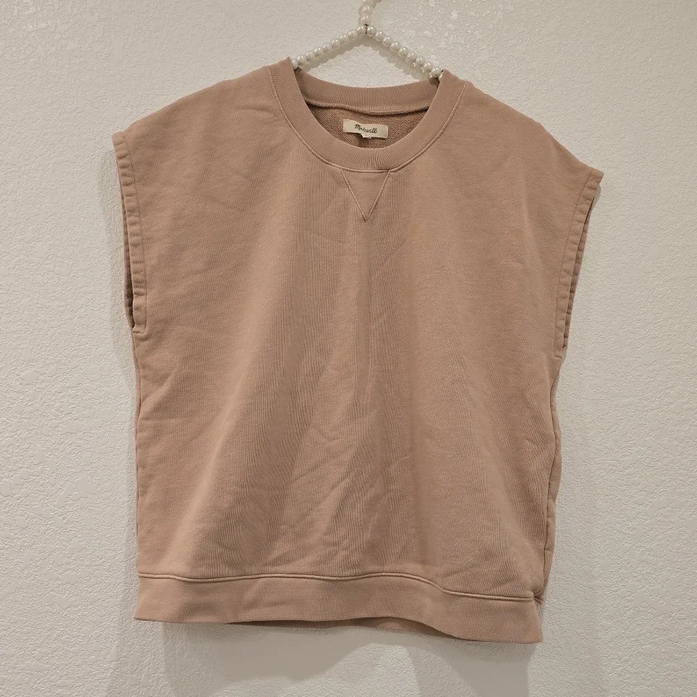 Madewell (Re)sourced Cotton Short-Sleeve Relaxed Sweatshirt In Sandstone Size S - Picture 3 of 7
